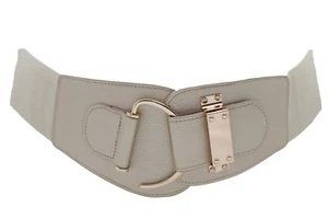 Sexy Women High Waist Hip Gold Metal Hook Trendy Big Buckle Champagne Belt S M - Picture 1 of 12