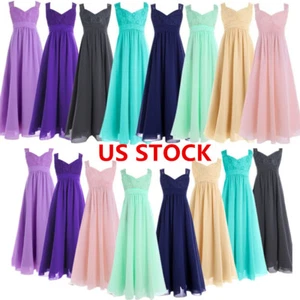 US Flower Girls Dress Party Wedding Bridesmaid Kids Pageant Long Princess Dress - Picture 1 of 64