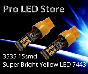 7443 7440 High Power 3535 LED Bright Amber Yellow Rear Turn Signal Light - Picture 1 of 3