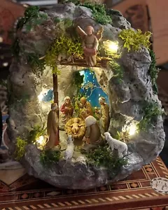 Presepe San Gregorio- Mini per comodino- Luci Led a Batteria - Foto 1 di 4