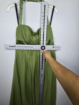 Alfred Angelo Maxi Dress Womens Green Pleated Back Zip Bridesmaid Prom Party - Image 1 of 4