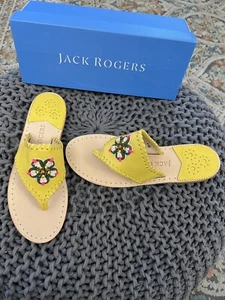 NEU JACK ROGERS PERLEN ICON SANDALEN 8 M PANTOLETTEN NEU IM KARTON SONNENBLUMENGELB - Bild 1 von 13