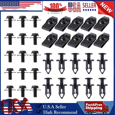 35PCS For KIA Engine Under Cover Splash Shield Guard M6 Bolts & U-nut Clips - Изображение 1 из 4