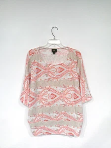 JM Collection Women's Blouse Plus Size 3X Paisley Batwing Sleeve Lined Slub Knit - Picture 1 of 7