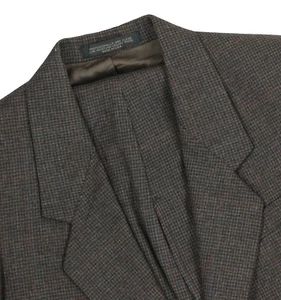 Vintage Boy's 14 Barneys New York Brown Check Windowpane 100% Wool Pleated Suit - Picture 1 of 22