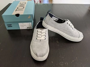 NIB Toms Cordones Cupsole Drizzle Grey Chambray Lace Up Shoes Youth 2 - Picture 1 of 8
