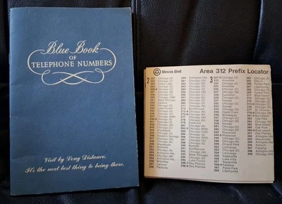 Vintage ILLINOIS BELL Area Code 312 PREFIX LOCATOR List & ILL BELL Blue Book - Image 1 of 4
