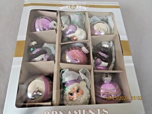 CHRISTOPHER RADKO SHINY BRITE LILA & ROSA ORNAMENTE MIT GLITZER - WEIHNACHTSMANN - ETC. - Bild 1 von 5