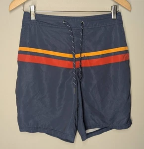 Fair Harbor Men’s Swim Shorts S Blue The Anchor Boardshorts Trunks Striped Lined - Picture 1 of 5