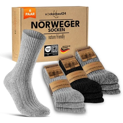 6 Paar Norweger Socken Herren Damen warme Wintersocken Wollsocken - Bild 1 von 4
