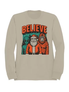 Believe: Santa, Alien, Bigfoot Men's Sweatshirt - Picture 1 of 9