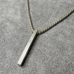 Halskette 60 cm – Silberkette mit Rechteck-Anhänger, Edelstahl Unisex - Bild 1 von 4