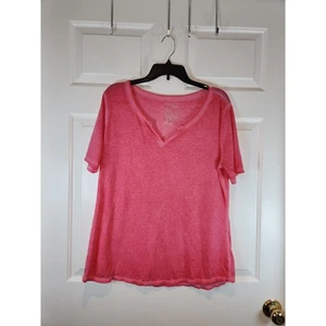 Women's sz 14W 0X Pink V Neck Short Sleeved T Shirt by Terra & Sky - Picture 1 of 3