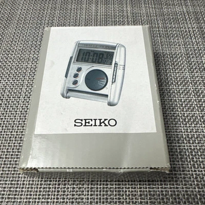 Vintage Digital Seiko Travel Alarm Clock QHL004SL (silver) & Box Papers Tested! - Image 1 of 4