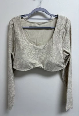 Топ женский Aerie автономный укороченный с длинным рукавом размер XL цвет слоновой кости цветочный эластичный - Изображение 1 из 3