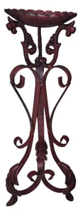 Vintage Cast Iron Ornate  Candle Holder Stand Sunflower Scrolls Red  16"H 7"W - Picture 1 of 4