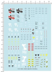 Super Detail HG 1/144 Scale ZUDAH MG 1/100 GYAN GDM Markings Water Slide Decal - Picture 1 of 1