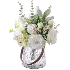 Fake Artificial Flowers in Vase Faux Rose Silk Tulip Flower Centerpieces Déco... - Picture 1 of 6