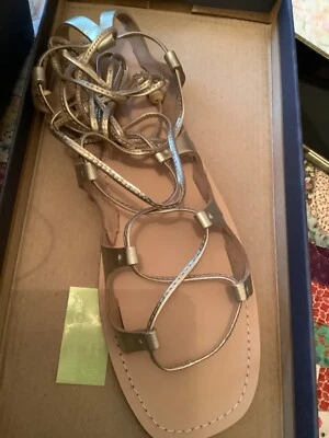 NUEVAS Sandalias Gladiador Espléndidas Flavia Cuero Dorado - 7 Foto 1 de 3