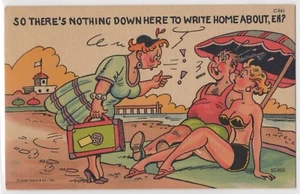 Cómic Divertida Postal Curteich Nada Aquí Para Escribir Casa Sobre Esposa Enojada - Imagen 1 de 2