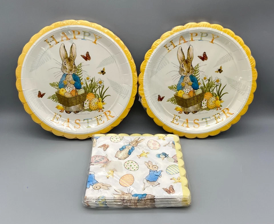 Peter Rabbit Easter Napkins and Plates 32 each Beatrix Potter by Meri Meri New - Image 1 of 4