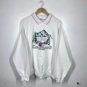 Vintage Supply Sweatshirt Mens XXL White Pink Colorado Aspen Ski Nature Graphic - Picture 1 of 9