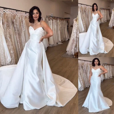 Mermaid Wedding Dresses with Detachable Satin Strapless Sweep Train Bridal Gowns - Image 1 of 4