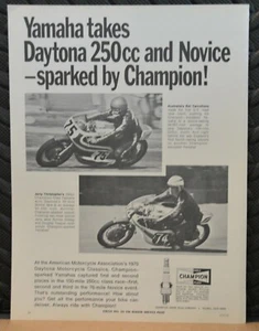 1970 Champion Spark Plugs Kel Carruthers Yamaha Motorcycle Ad - Picture 1 of 1