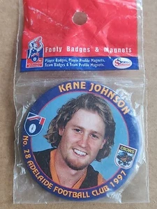 KANE JOHNSON -ADELAIDE -AFL Footy badges - 1997 sealed in original packet - Picture 1 of 2