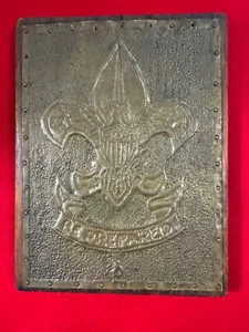 Vintage Boy Scout Pressed & Hammered Copper Plaque with Logo - Picture 1 of 2