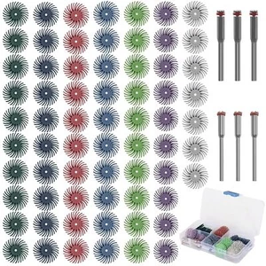 76Pcs 1" Radial Bristle Disc Kit with 2.35mm/3mm Shank for Rotary Tools 80-2500# - Picture 1 of 10