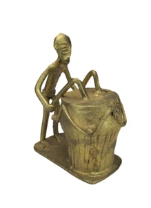 Arte ghisa gialla Akan Ashanti Africa figura bronzo statua in bronzo tamburo batteria - Foto 1 di 2