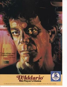 Anuncio de cuerdas de guitarra D'Addario 1994 raro/gran arte/ Lou Reed - Imagen 1 de 1