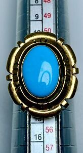 Finest Native American 14k Gold Sleeping Beauty Turquoise Ring ￼Size 6.5