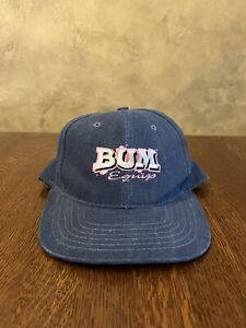 Vintage B.U.M. Equipment Snapback Hat Cap Blue Denim 90’s Y2K BUM Made in USA
