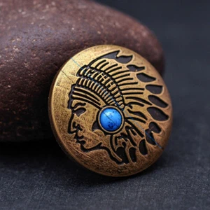 10 PIEZAS 30MM LATÓN CABEZA INDIA TURQUESA HAZLO TÚ MISMO CINTURÓN DE CUERO CONCHOS - Imagen 1 de 54