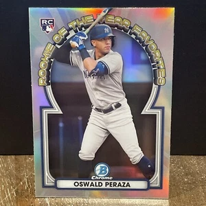 2023 Bowman Chrome Rookie Of The Year Favorites Oswald Peraza RC ROYF-13 Yankees - Picture 1 of 2