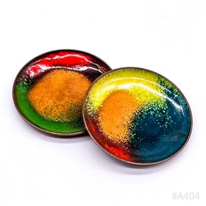 2er Set Mid Century Emaille Zierschale aus Kupfer, emailliert Handmade | 6,5cm - Bild 1 von 9