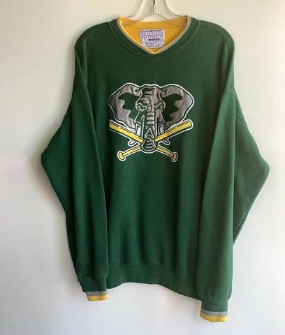 Rare Vintage 90s Starter Oakland Athletics Big Elephant Logo Sweater Mens L Cover