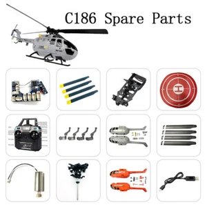 RC EAR C186 BO105/ E120 RC Helicopter Spare Parts Blade Frame Landing Gear Motor - Picture 1 of 34