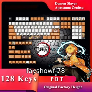 Demon Slayer Agatsuma Zenitsu Keycap PBT Original Factory Height 128 Keys Gift - Picture 1 of 13