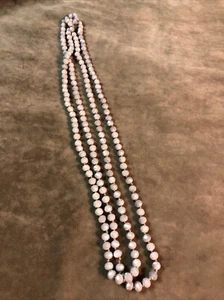 Long Glass Beaded Necklace Smoke Gray Marbled Iridescent Faceted Surface Beads - Picture 1 of 3