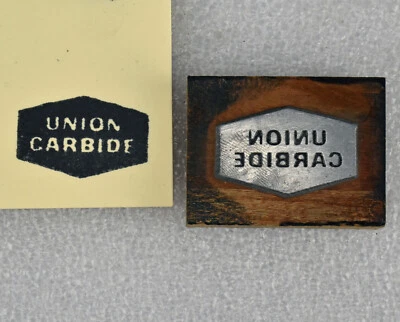VTG Union Carbide Advertising Wood & Metal Letterpress Printing Block - Image 1 of 4