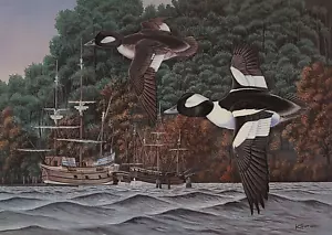 1992 Estampillas de aves acuáticas de Virginia estampado a prueba firmado por Carl Knuth Bufflehead - Imagen 1 de 1
