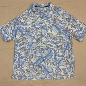 Karibik Herren blau-weiß Seidenmischung Button Down Hemd Größe XL - Bild 1 von 7