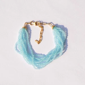 AA Aquamarine Bracelet: Beaded bracelet 925 Silver Chain, multi layer tiny beads - Picture 1 of 7