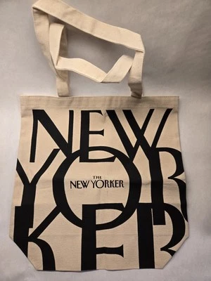 The New Yorker Magazine Bag Classic Cotton Canvas Tote Handle Shoulder Natural - Image 1 of 3