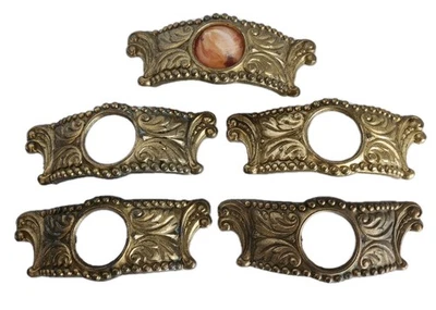 Vintage Brass Drawer Pulls Ornate Bakelite Insert Lot of 5 Hardware Restoration - Image 1 of 4