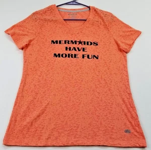 Reel Legends T Shirt Womens Large L Orange Black Burnout Thin Sheer Mermaids Tee - Picture 1 of 9