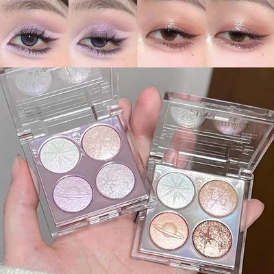 4 Color Eyeshadow Palette Highlighter Glitter Matte Pearlescentcosmetics ^ - Image 1 of 4